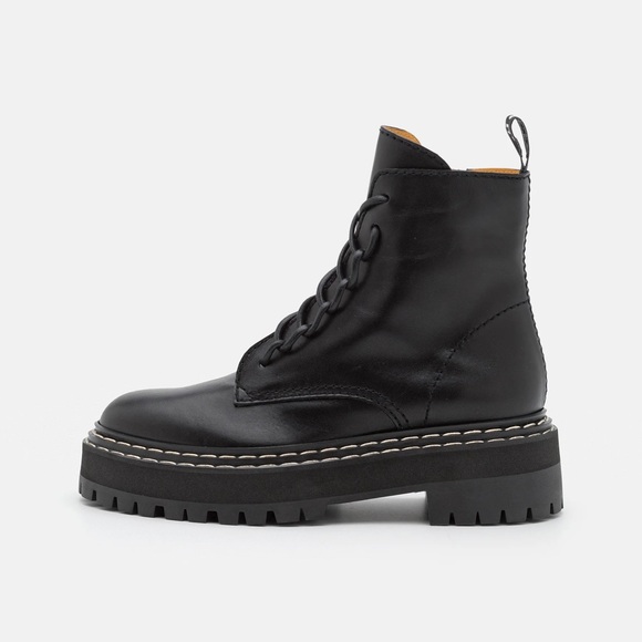 Proenza Schouler Shoes - Proenza Schouler Black Combat Ankle Boots lace up 39